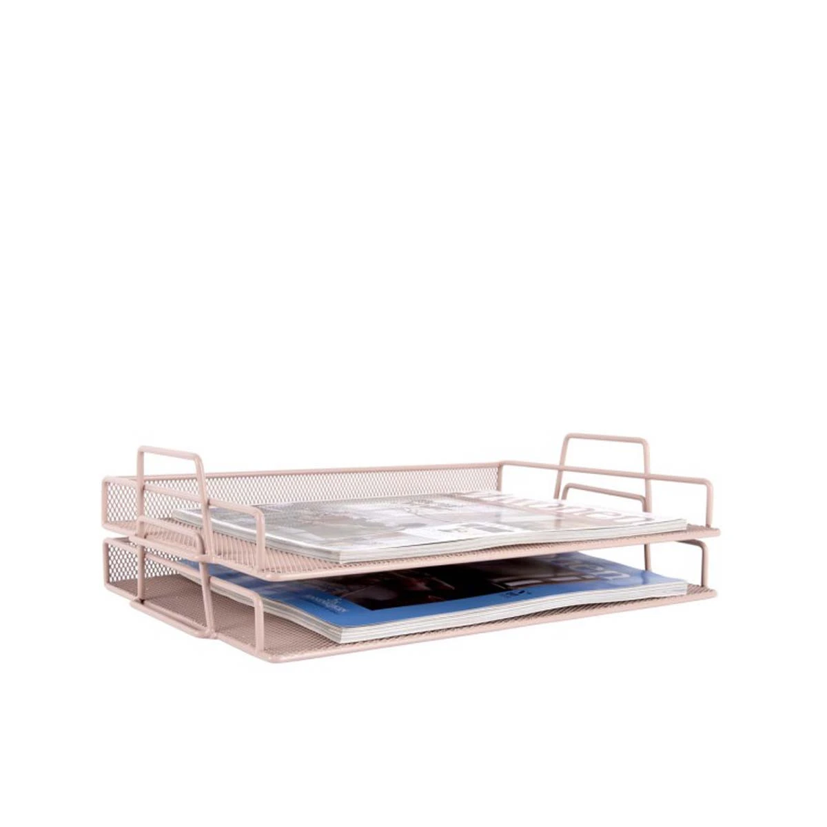 2 Corbeilles à Courrier En Maille Métallique Rose