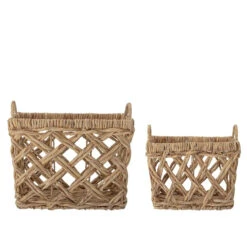 2 Paniers De Rangement Rectangulaires En Jacinthe D'eau