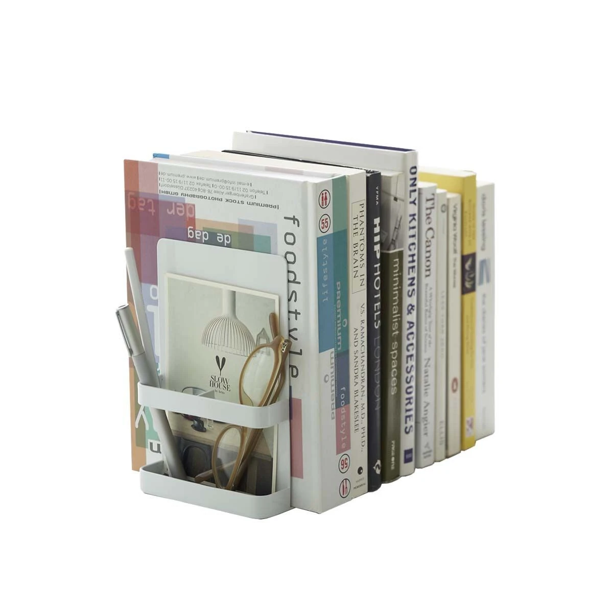 2 Serre-livres En Métal Blanc