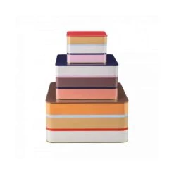 3 Boîtes Carrées En Métal Coloré