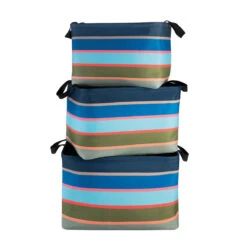 3 Paniers De Rangement En Tissu Rayé