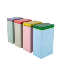 4 Boîtes Alimentaires En Métal De Couleur