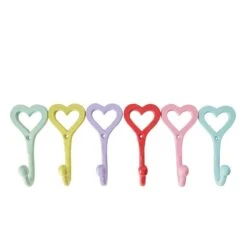 6 Patères Cœurs Colorées