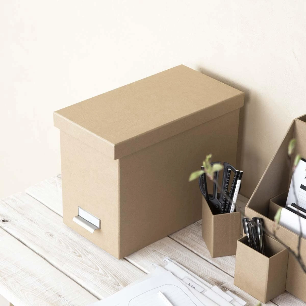 Boîte De Rangement à Dossiers Suspendus Beige – Image 3