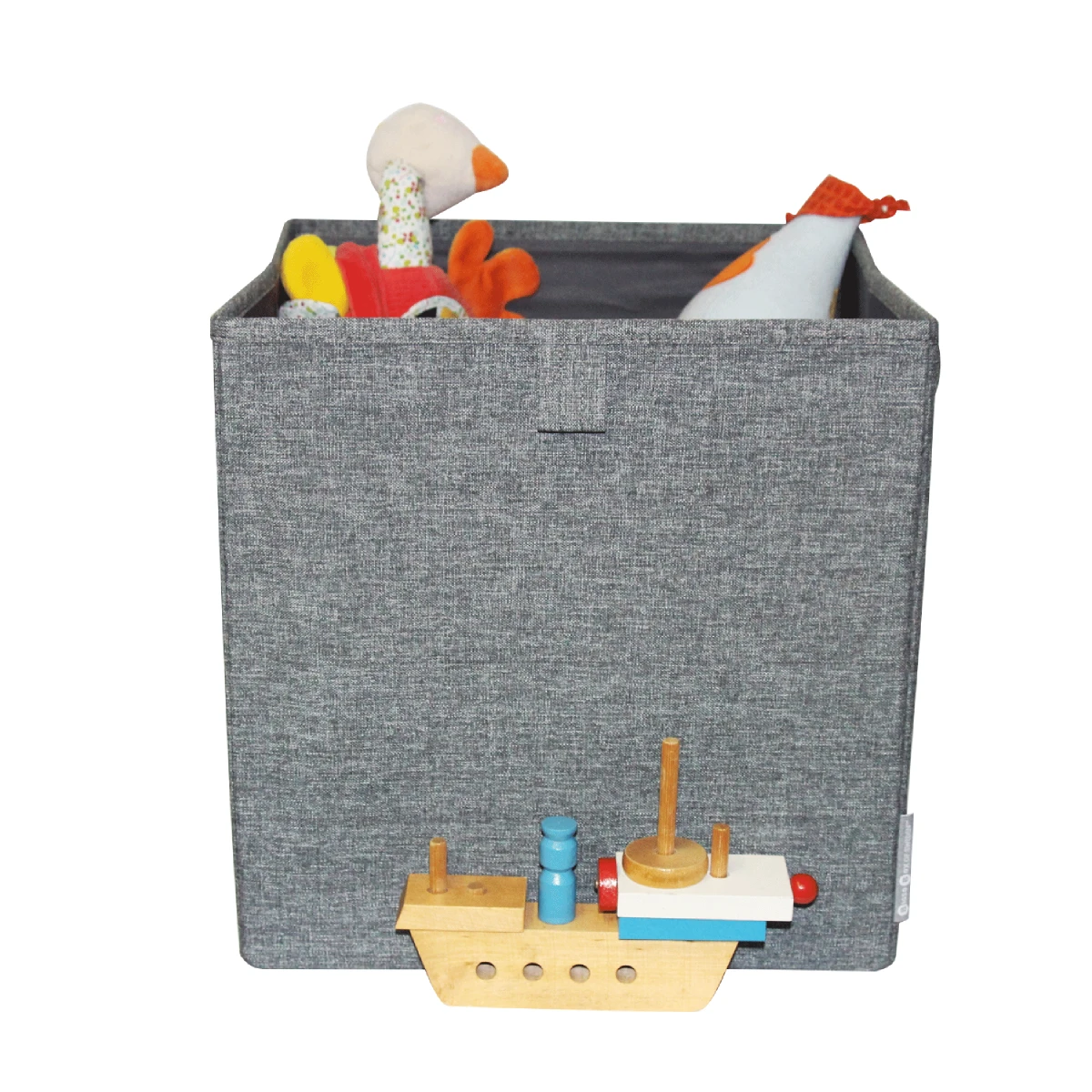 Boîte De Rangement Cube En Tissu Gris Chiné – Image 2