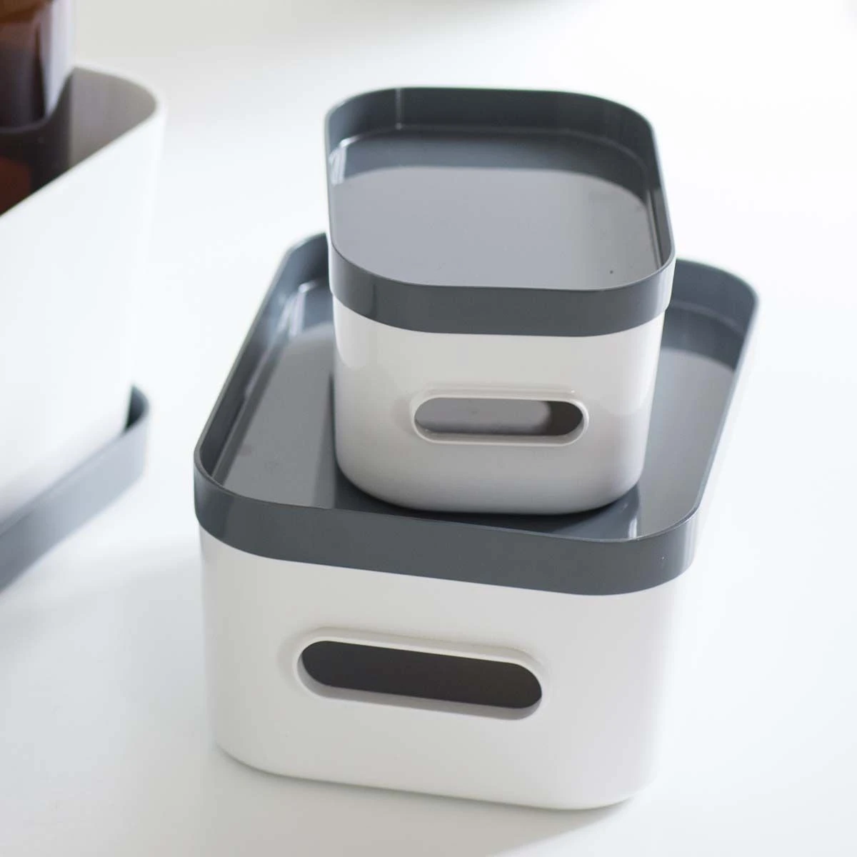 Boîte De Rangement En Plastique Blanc Pour Cuisine Ou Salle De Bain M – Image 3