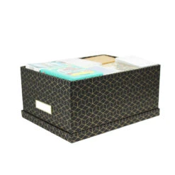 Boîte De Rangement Noire Et Dorée