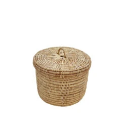 Boîte Ronde En Rotin Du Cambodge