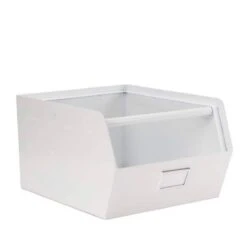 Casier De Rangement Empilable En Métal Blanc