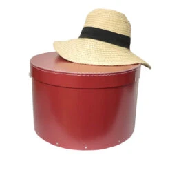 Grande Boîte à Chapeaux Rouge Avec Ruban Blanc (L)