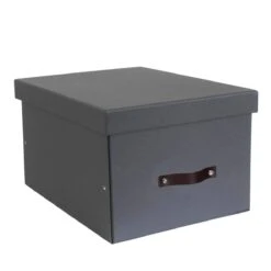 Grande Boîte De Rangement En Carton Gris Anthracite