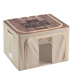 Grande Boîte De Rangement En Tissu Avec Armature Métallique 56 Litres