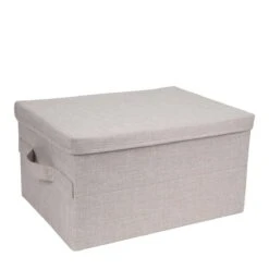 Grande Boîte De Rangement En Tissu Beige L