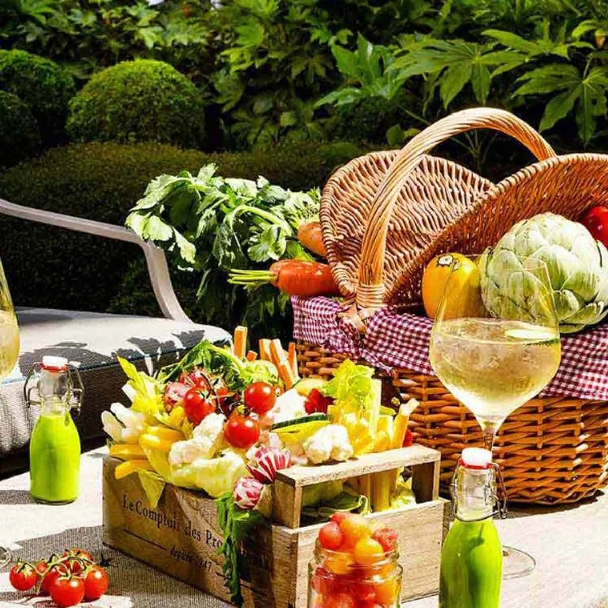 Panier à Pique-nique Vide En Osier Et Vichy – Image 5