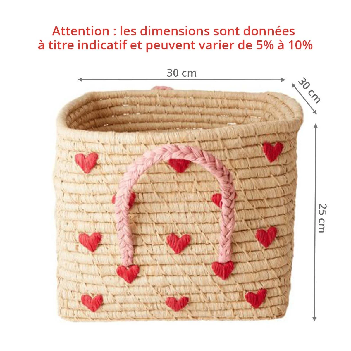 Panier De Rangement En Raphia Avec Cœurs – Image 2