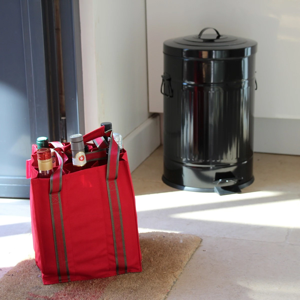 Sac à Bouteilles En Tissu Noir Avec 9 Compartiments – Image 3